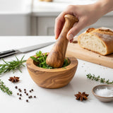 Artisan Olive Wood Mortar and Pestle Set – Hand-Carved Natural Spice Grinder & Herb Crusher – Rustic Kitchen Essential (Sizes 8cm to 16cm)