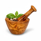 Artisan Olive Wood Mortar and Pestle Set – Hand-Carved Natural Spice Grinder & Herb Crusher – Rustic Kitchen Essential (Sizes 8cm to 16cm)